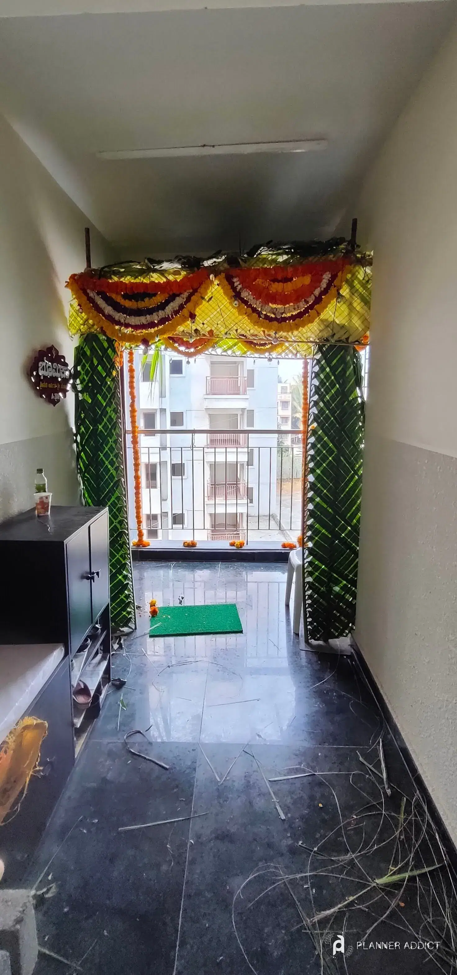 Doorway with leaf pillars